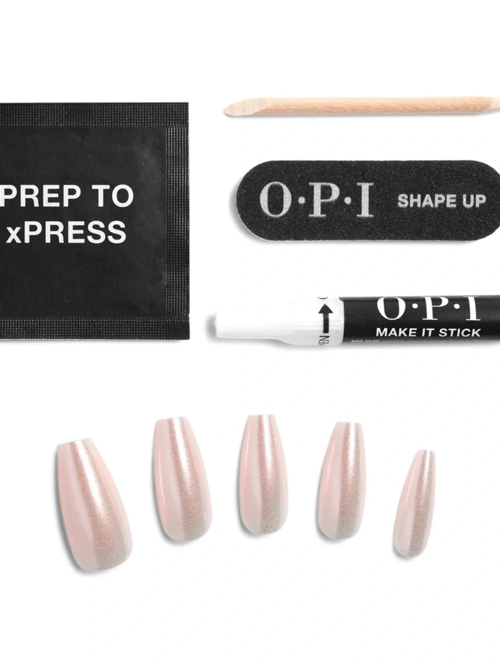 NEW OPI xPRESS/ON Press-On Nails - Throw Me A Kiss - Iridescent Pink